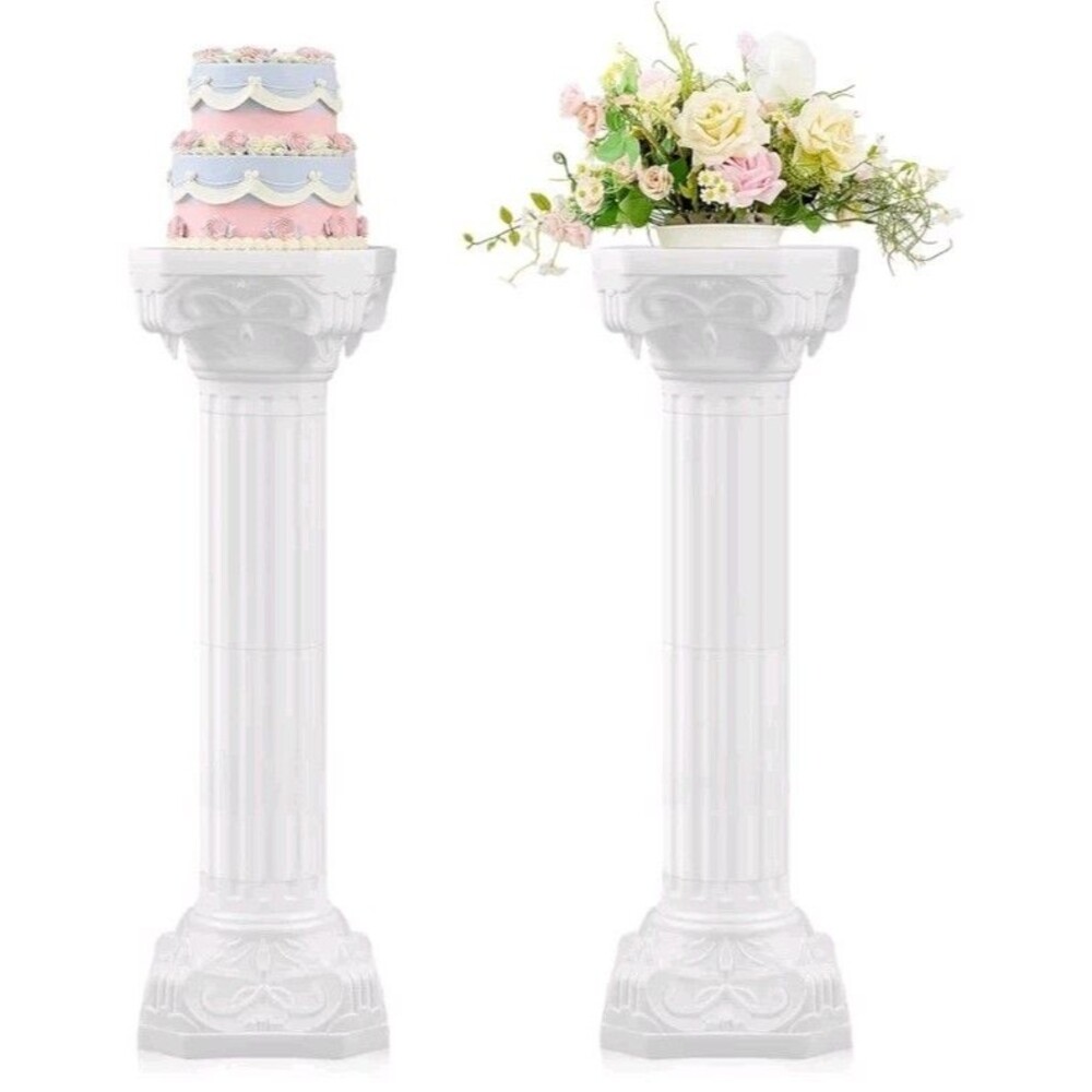 2x Roman Pillar Greek Column Statue Wedding Pedestal Stand Scenery Decoration